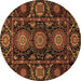 Round Machine Washable Abstract Brown Modern Rug, wshabs3896brn