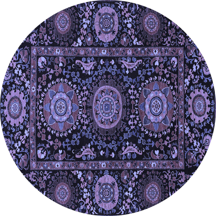 Round Abstract Blue Modern Rug, abs3896blu