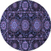 Round Abstract Blue Modern Rug, abs3896blu