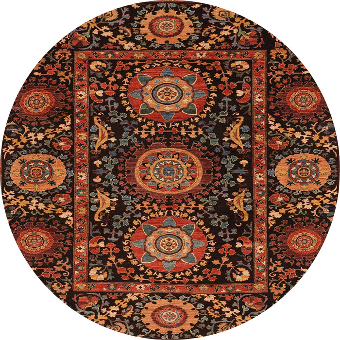 Round Abstract Red Modern Rug, abs3896
