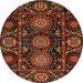 Round Abstract Red Modern Rug, abs3896