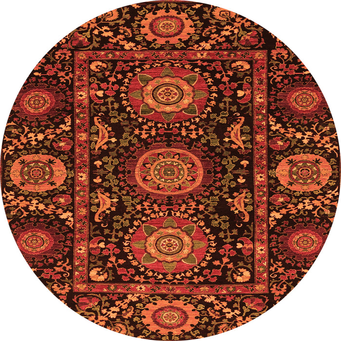 Round Abstract Orange Modern Rug, abs3896org