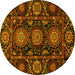 Round Abstract Yellow Modern Rug, abs3896yw