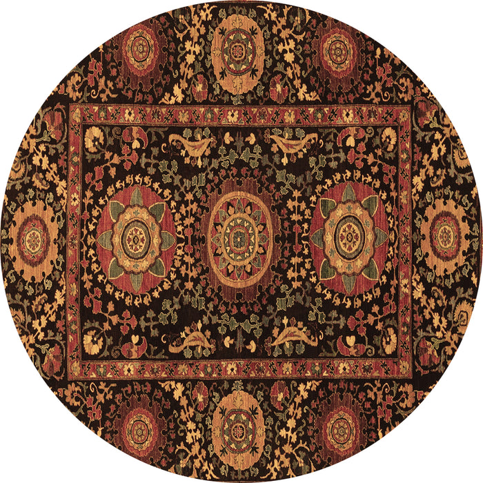 Round Abstract Brown Modern Rug, abs3896brn