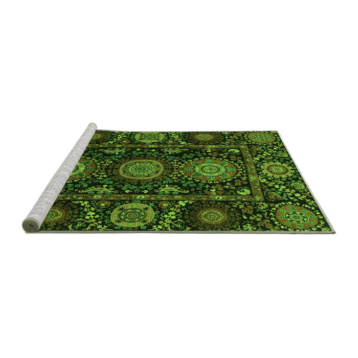 Sideview of Machine Washable Abstract Green Modern Area Rugs, wshabs3896grn