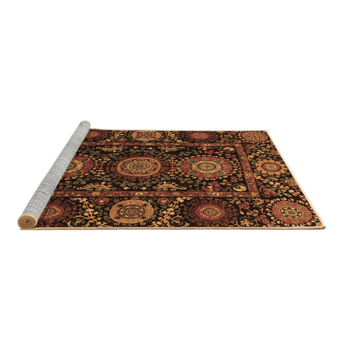 Sideview of Machine Washable Abstract Brown Modern Rug, wshabs3896brn