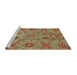 Sideview of Machine Washable Abstract Brass Green Rug, wshabs3897