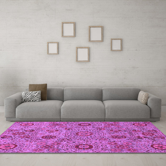 Machine Washable Abstract Purple Modern Area Rugs in a Living Room, wshabs3897pur