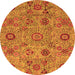 Round Abstract Orange Modern Rug, abs3897org