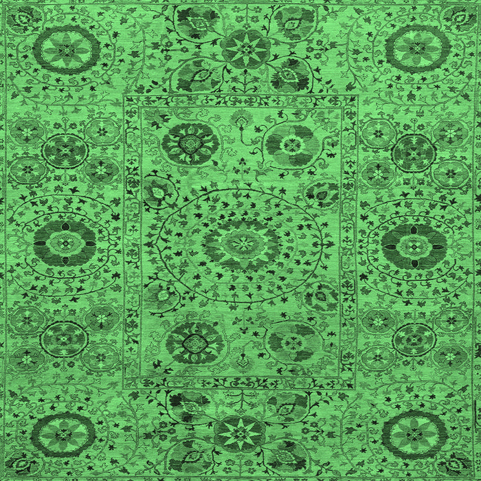 Square Abstract Emerald Green Modern Rug, abs3897emgrn