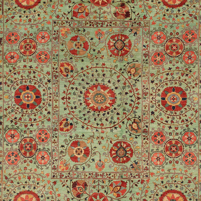 Machine Washable Abstract Brass Green Rug, wshabs3897