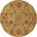 Round Abstract Brown Modern Rug, abs3897brn