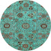 Round Abstract Light Blue Modern Rug, abs3897lblu