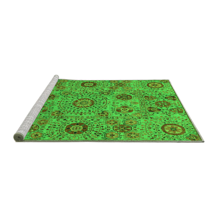 Sideview of Machine Washable Abstract Green Modern Area Rugs, wshabs3897grn