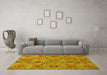 Machine Washable Abstract Yellow Modern Rug in a Living Room, wshabs3897yw