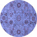 Round Abstract Blue Modern Rug, abs3897blu