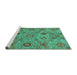 Sideview of Machine Washable Abstract Turquoise Modern Area Rugs, wshabs3897turq