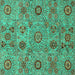 Square Abstract Turquoise Modern Rug, abs3897turq