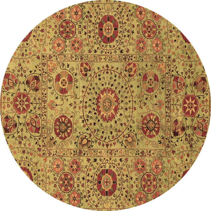 Round Machine Washable Abstract Brown Modern Rug, wshabs3897brn