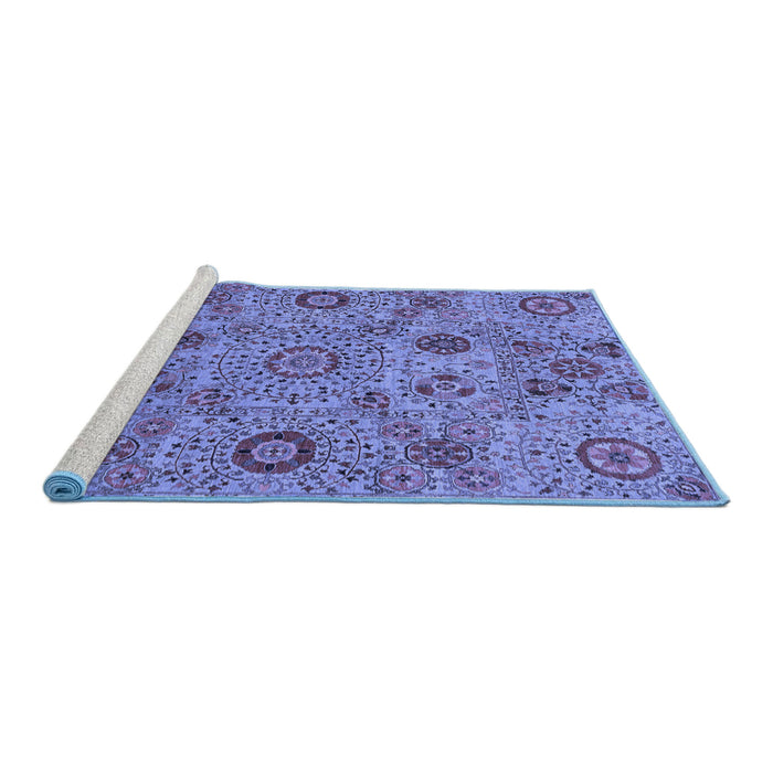 Sideview of Machine Washable Abstract Blue Modern Rug, wshabs3897blu