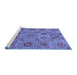 Sideview of Machine Washable Abstract Blue Modern Rug, wshabs3897blu