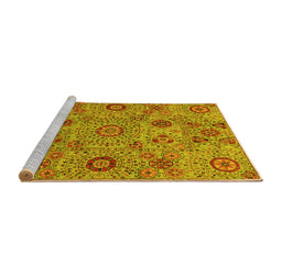 Sideview of Machine Washable Abstract Yellow Modern Rug, wshabs3897yw
