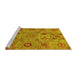 Sideview of Machine Washable Abstract Yellow Modern Rug, wshabs3897yw