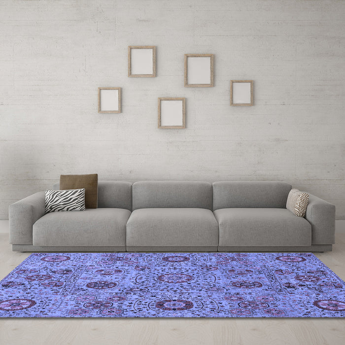 Machine Washable Abstract Blue Modern Rug in a Living Room, wshabs3897blu