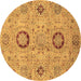 Round Abstract Brown Modern Rug, abs3898brn