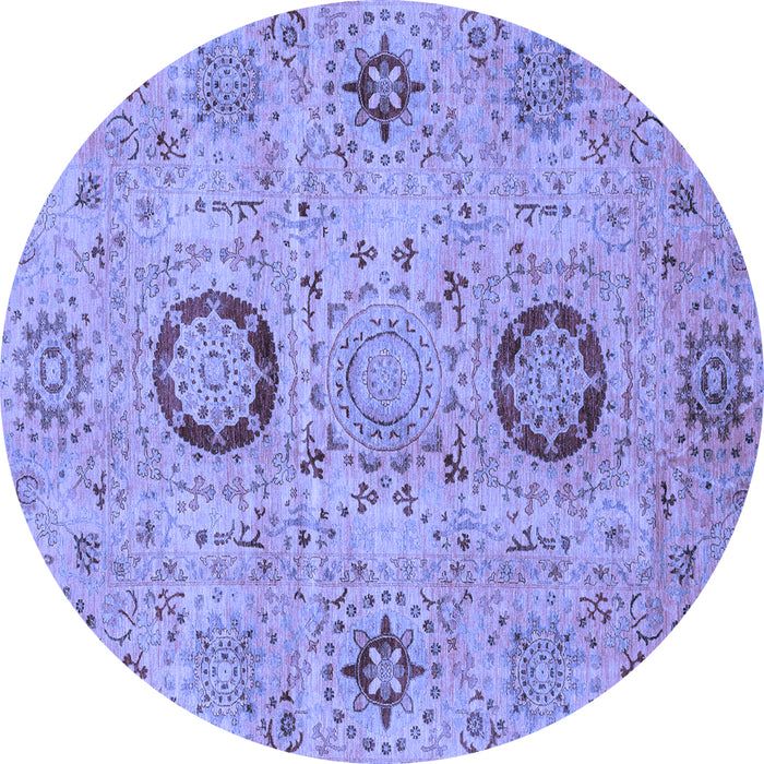Round Abstract Blue Modern Rug, abs3898blu