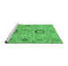 Sideview of Machine Washable Abstract Emerald Green Modern Area Rugs, wshabs3898emgrn