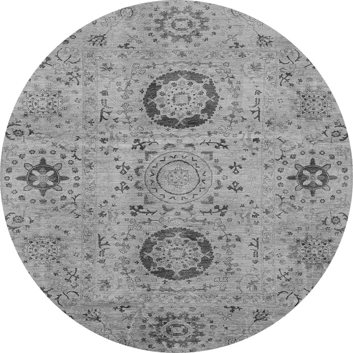 Round Machine Washable Abstract Gray Modern Rug, wshabs3898gry