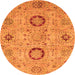 Round Machine Washable Abstract Orange Modern Area Rugs, wshabs3898org