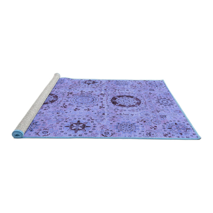 Sideview of Machine Washable Abstract Blue Modern Rug, wshabs3898blu