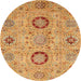 Round Machine Washable Abstract Yellow Rug, wshabs3898