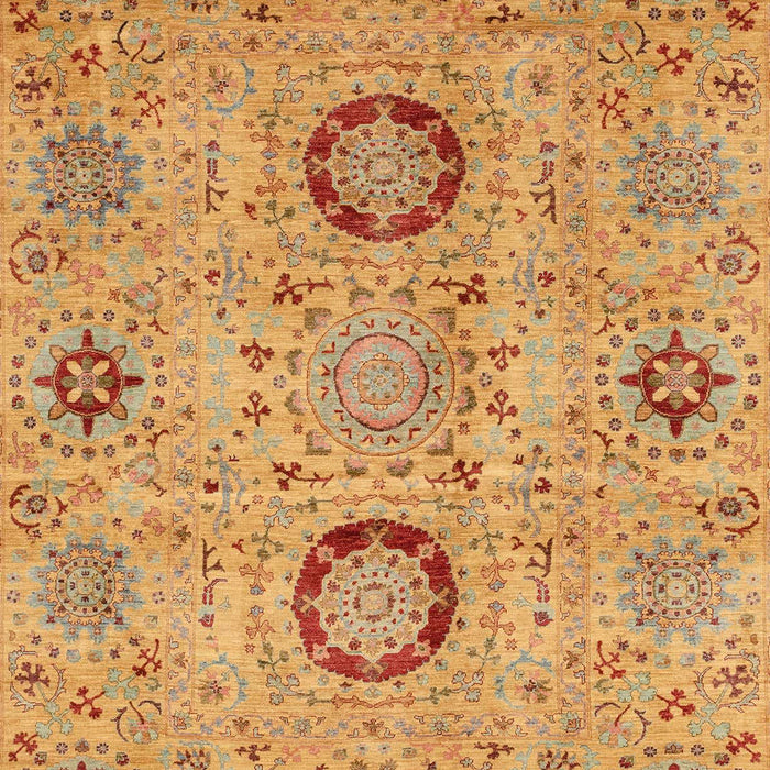 Machine Washable Abstract Yellow Rug, wshabs3898