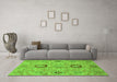 Machine Washable Abstract Green Modern Area Rugs in a Living Room,, wshabs3898grn