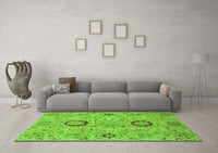 Machine Washable Abstract Green Modern Rug, wshabs3898grn