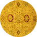 Round Abstract Yellow Modern Rug, abs3898yw