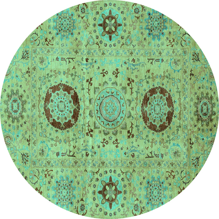 Round Abstract Turquoise Modern Rug, abs3898turq