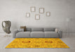 Machine Washable Abstract Yellow Modern Rug in a Living Room, wshabs3898yw