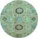 Round Abstract Light Blue Modern Rug, abs3898lblu