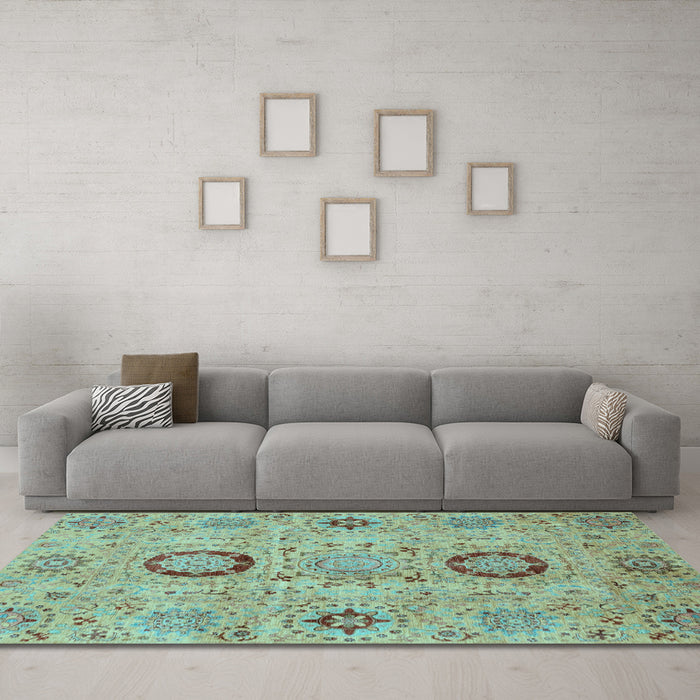 Machine Washable Abstract Light Blue Modern Rug in a Living Room, wshabs3898lblu