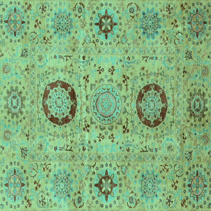 Square Machine Washable Abstract Turquoise Modern Area Rugs, wshabs3898turq