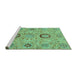 Sideview of Machine Washable Abstract Turquoise Modern Area Rugs, wshabs3898turq