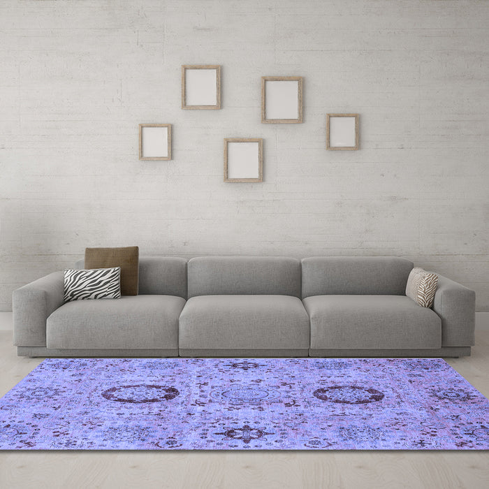 Machine Washable Abstract Blue Modern Rug in a Living Room, wshabs3898blu