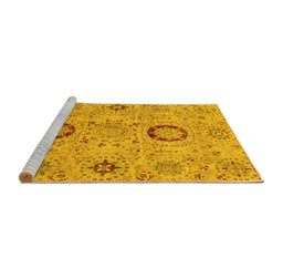 Sideview of Machine Washable Abstract Yellow Modern Rug, wshabs3898yw