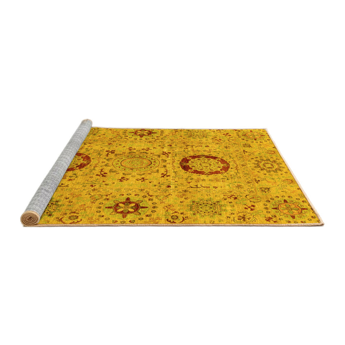 Sideview of Machine Washable Abstract Yellow Modern Rug, wshabs3898yw