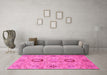 Machine Washable Abstract Pink Modern Rug in a Living Room, wshabs3898pnk