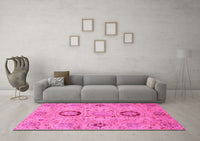 Machine Washable Abstract Pink Modern Rug, wshabs3898pnk